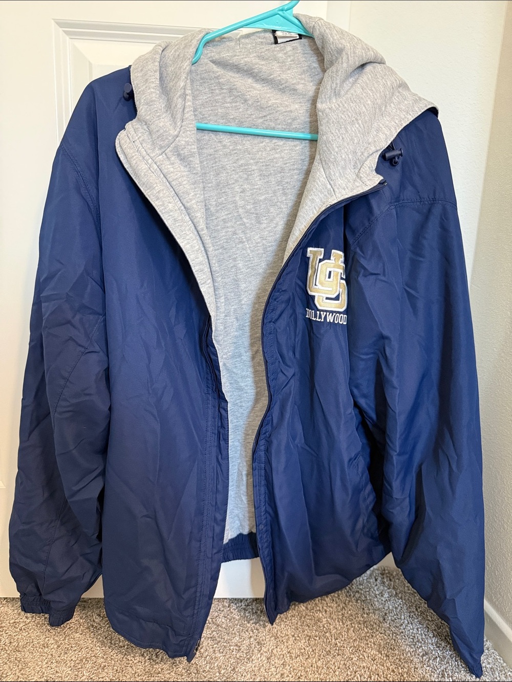 Navy & Gray Hooded Windbreaker Jacket with Universal Studios Patch